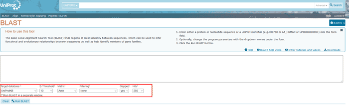 The UniProt BLAST tool