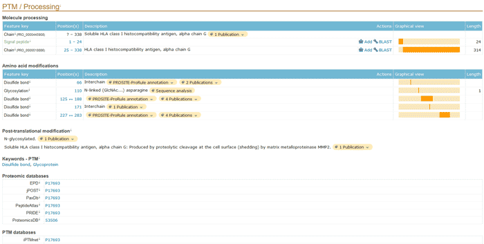 PTM / Processing section of a UniProtKB entry.