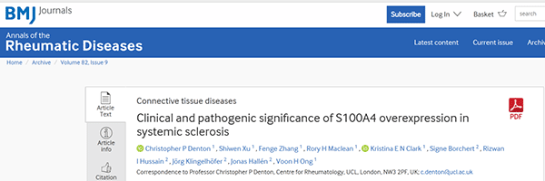 Clinical and pathogenic significance of S100A4 overexpression in systemic sclerosis