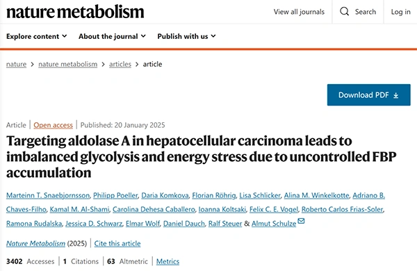 Targeting aldolase A in hepatocellular carcinoma leads to imbalanced glycolysis and energy stress due to uncontrolled FBP accumulation
