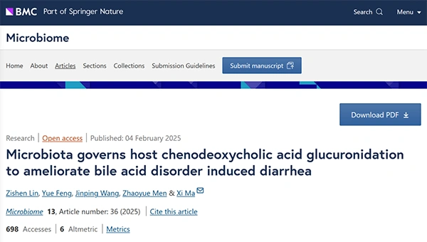 Microbiota governs host chenodeoxycholic acid glucuronidation to ameliorate bile acid disorder induced diarrhea