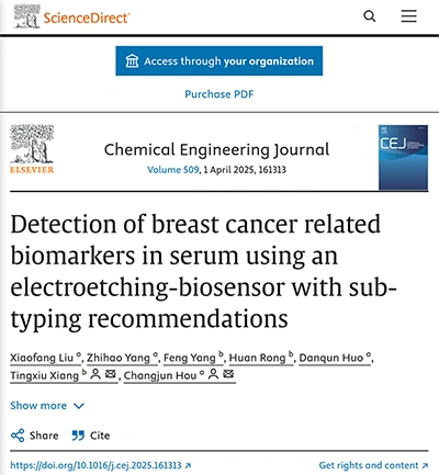 Detection of Breast Cancer Related Biomarkers in Serum Using an Electroetching-Biosensor with Sub-typing Recommendations