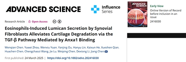 Eosinophils‐Induced Lumican Secretion by Synovial Fibroblasts Alleviates Cartilage Degradation via the TGF‐β Pathway Mediated by Anxa1 Binding