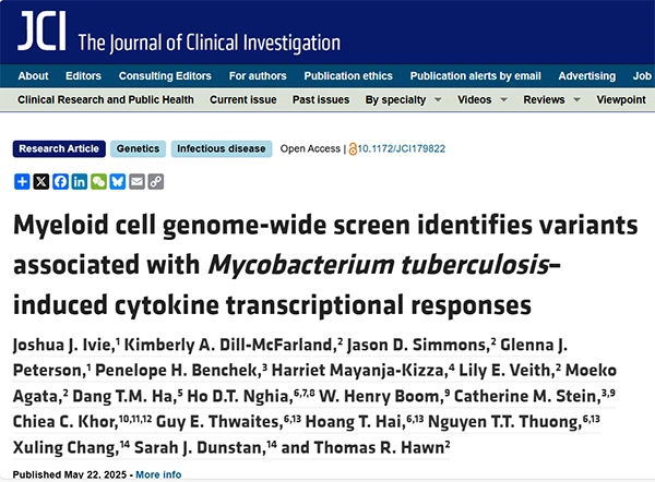 Myeloid cell genome-wide screen identifies variants associated with Mycobacterium tuberculosis-induced cytokine transcriptional responses