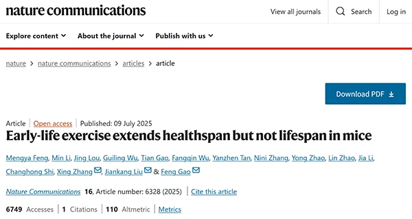 Early-life exercise extends healthspan but not lifespan in mice