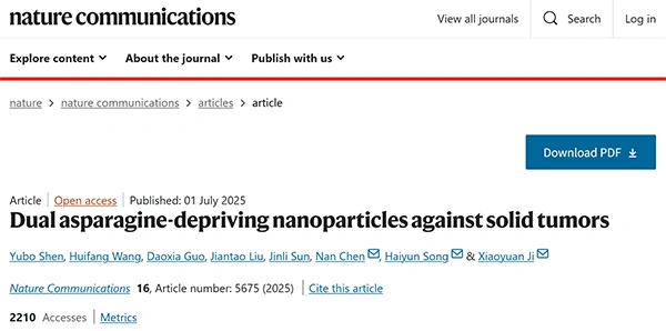 Dual asparagine-depriving nanoparticles against solid tumors