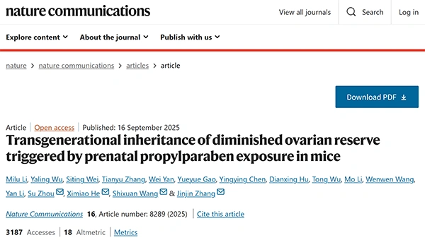 Transgenerational inheritance of diminished ovarian reserve triggered by prenatal propylparaben exposure in mice