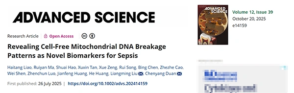 Revealing Cell‐Free Mitochondrial DNA Breakage Patterns as Novel Biomarkers for Sepsis