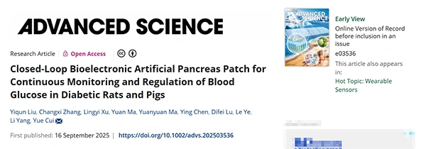 Closed‐Loop Bioelectronic Artificial Pancreas Patch for Continuous Monitoring and Regulation of Blood Glucose in Diabetic Rats and Pigs