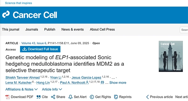 Genetic modeling of ELP1-associated Sonic hedgehog medulloblastoma identifies MDM2 as a selective therapeutic target