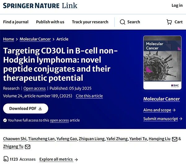 Targeting CD30L in B-cell non-Hodgkin lymphoma: novel peptide conjugates and their therapeutic potential