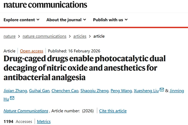 Drug-caged drugs enable photocatalytic dual decaging of nitric oxide and anesthetics for antibacterial analgesia