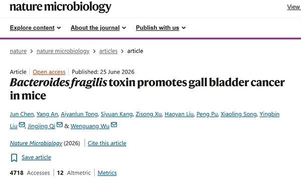 Bacteroides fragilis toxin promotes gall bladder cancer in mice
