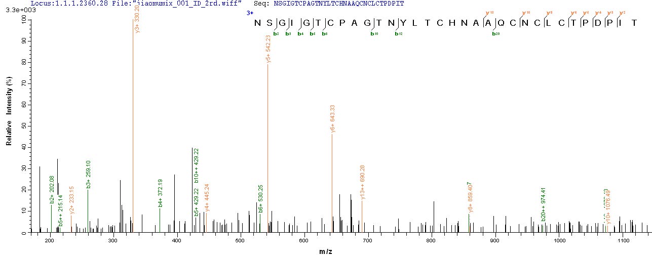 LC-MS Analysis 1- Recombinant protein Bovine S