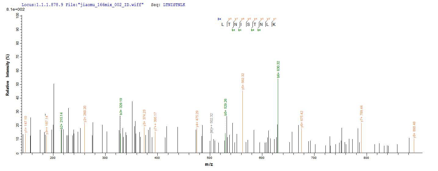 LC-MS Analysis 1- Recombinant protein Mannheimia lktA