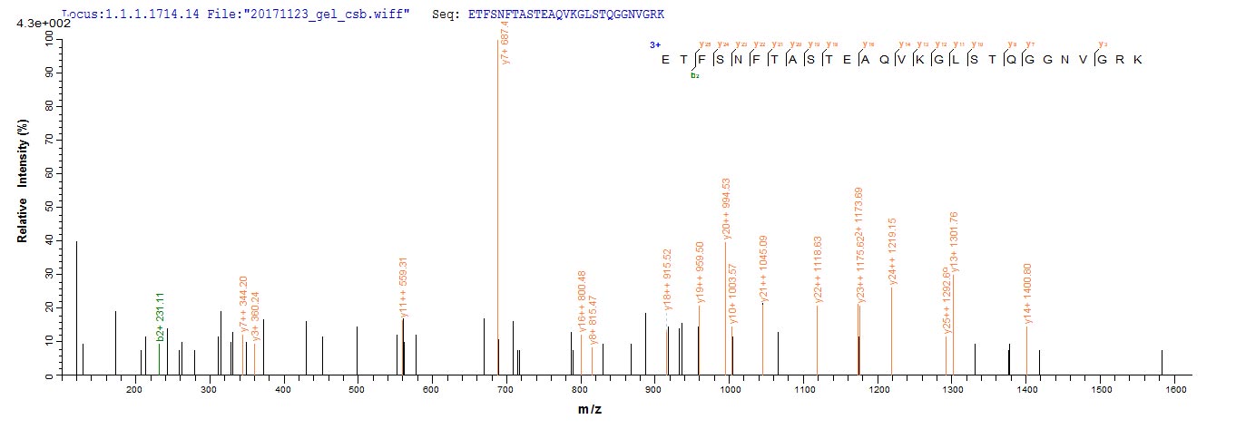 LC-MS Analysis 1- Recombinant protein Human ASGR1